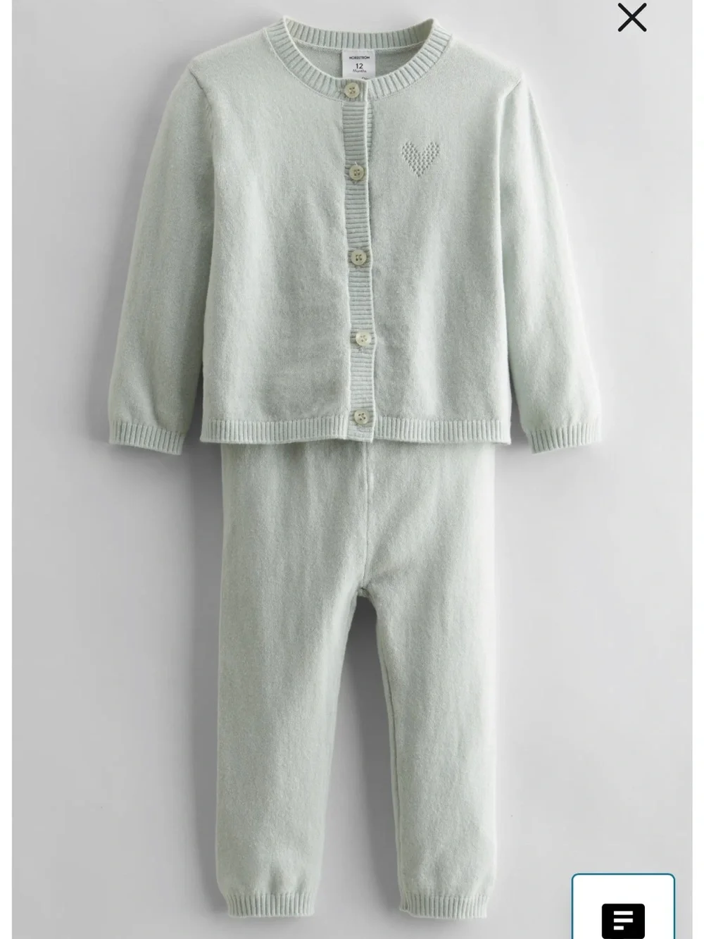 Nordstrom Baby 6 months Pointelle Heart Cardigan & Sweater Pants Set
